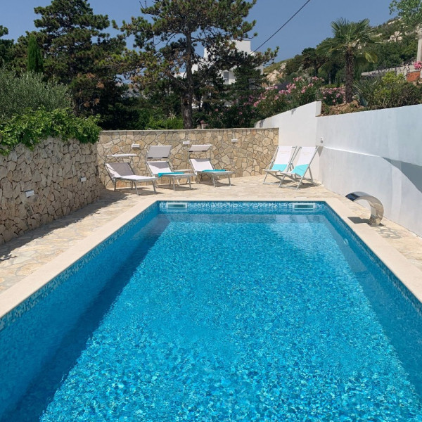 Living room, Villa Perla Baska, Villa Perla Baska with pool near the sea, Baška, Krk Island, Croatia Baška